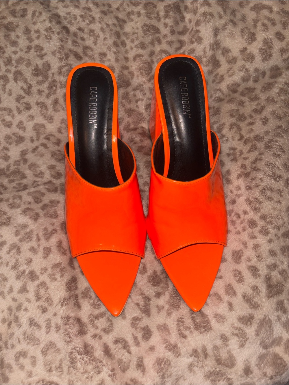 Cape Robbin Neon Orange Pointed Toe Mules